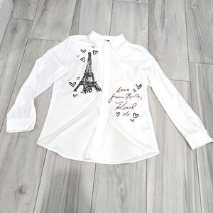 NWOT Karl Lagerfeld white shirt eiffel tower graphic medium